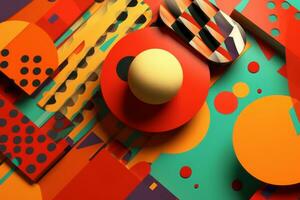 3D Render Colorful Retro Vintage Abstract Remix Design Background generative AI photo