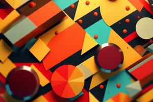 3D Render Colorful Retro Vintage Abstract Remix Design Background generative AI photo