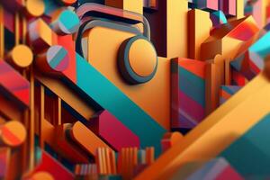 3D Render Colorful Retro Vintage Abstract Remix Design Background generative AI photo