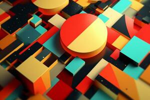 3D Render Colorful Retro Vintage Abstract Remix Design Background generative AI photo