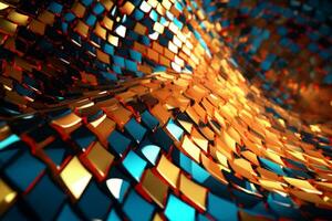 3D Render Dynamic Glossy Abstract Flowing Glitch Texture Design Background generative AI photo