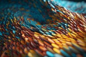 3D Render Dynamic Glossy Abstract Flowing Glitch Texture Design Background generative AI photo