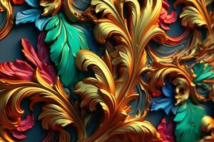 3D Render Intricate Baroque Unique Texture Background generative AI photo