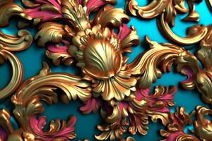 3D Render Intricate Baroque Unique Texture Background generative AI photo