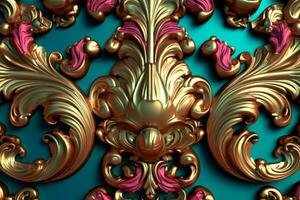 3D Render Intricate Baroque Unique Texture Background generative AI photo