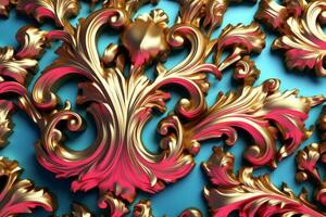 3D Render Intricate Baroque Unique Texture Background generative AI photo