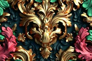 3D Render Intricate Baroque Unique Texture Background generative AI photo