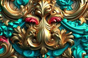 3D Render Intricate Baroque Unique Texture Background generative AI photo