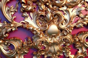 3D Render Intricate Baroque Unique Texture Background generative AI photo