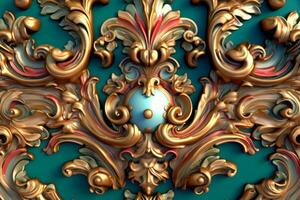 3D Render Intricate Baroque Unique Texture Background generative AI photo