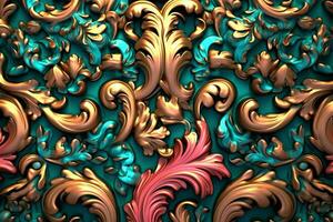 3D Render Intricate Baroque Unique Texture Background generative AI photo