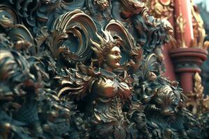 3D Render Intricate Baroque Unique Texture Background generative AI photo