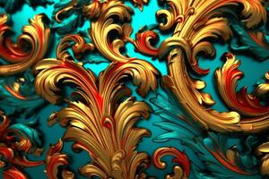 3D Render Intricate Baroque Unique Texture Background generative AI photo