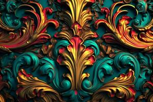 3D Render Intricate Baroque Unique Texture Background generative AI photo