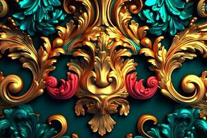 3D Render Intricate Baroque Unique Texture Background generative AI photo