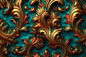 3D Render Intricate Baroque Unique Texture Background generative AI photo