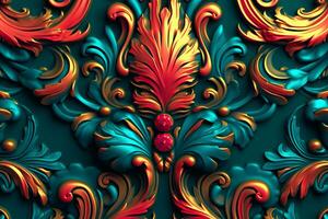 3D Render Intricate Baroque Unique Texture Background generative AI photo