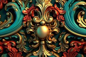 3D Render Intricate Baroque Unique Texture Background generative AI photo