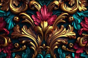 3D Render Intricate Baroque Unique Texture Background generative AI photo