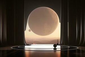 3D Render Minimalist Elegant Room with Orbs and Glossy Reflections Background generative AI photo