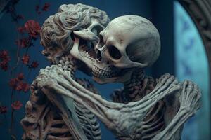 3D Render Powerful Cryptic Skeleton Scene Background generative AI photo