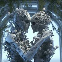 3D Render Powerful Cryptic Skeleton Scene Background generative AI photo
