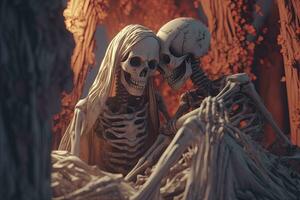 3D Render Powerful Cryptic Skeleton Scene Background generative AI photo