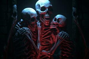 3D Render Powerful Cryptic Skeleton Scene Background generative AI photo