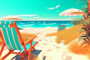 3D Render Summer Themed Backdrop generative AI photo