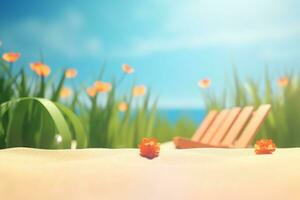 3D Render Summer Themed Backdrop generative AI photo