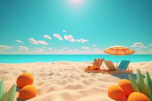 3D Render Summer Themed Backdrop generative AI photo