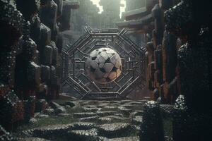 3D Render of a Cryptic Strange Otherworldly Dungeon Background generative AI photo