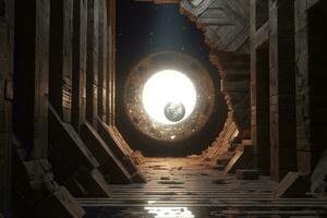 3D Render of a Cryptic Strange Otherworldly Dungeon Background generative AI photo