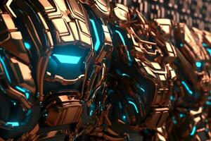 3D Render of a Cybernetic Robot Closeup Background generative AI photo