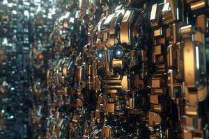 3D Render of a Cybernetic Robot Closeup Background generative AI photo