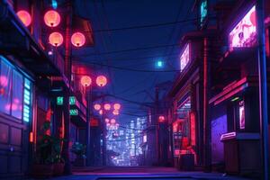 3D Render of a Futuristic Neon Summer City generative AI photo