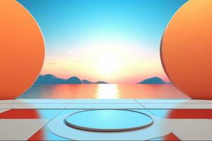 3D Render of a Futuristic Summer Beachscape generative AI photo
