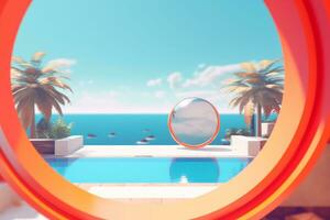 3D Render of a Futuristic Summer Beachscape generative AI photo