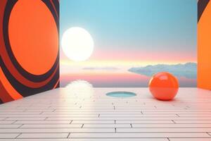 3D Render of a Futuristic Summer Beachscape generative AI photo