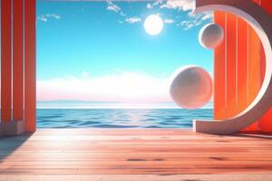 3D Render of a Futuristic Summer Beachscape generative AI photo