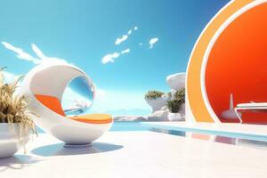3D Render of a Futuristic Summer Beachscape generative AI photo