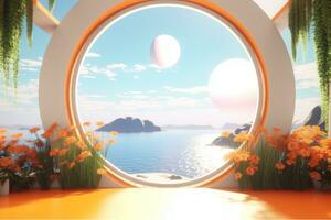 3D Render of a Futuristic Summer Beachscape generative AI photo