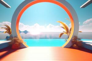 3D Render of a Futuristic Summer Beachscape generative AI photo