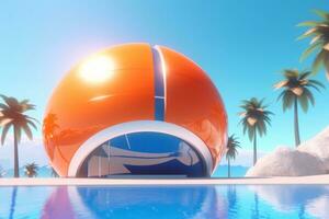 3D Render of a Futuristic Summer Beachscape generative AI photo
