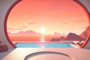 3D Render of a Futuristic Summer Beachscape generative AI photo