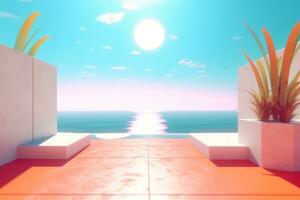 3D Render of a Futuristic Summer Beachscape generative AI photo