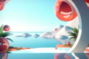 3D Render of a Futuristic Summer Beachscape generative AI photo