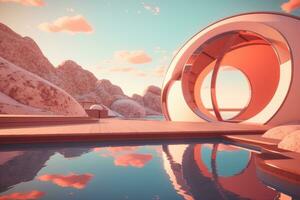 3D Render of a Futuristic Summer Beachscape generative AI photo