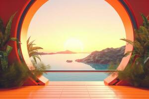 3D Render of a Futuristic Summer Beachscape generative AI photo
