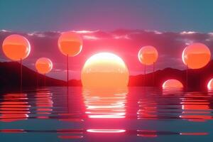 3D Render of a Futuristic Summer Beachscape generative AI photo